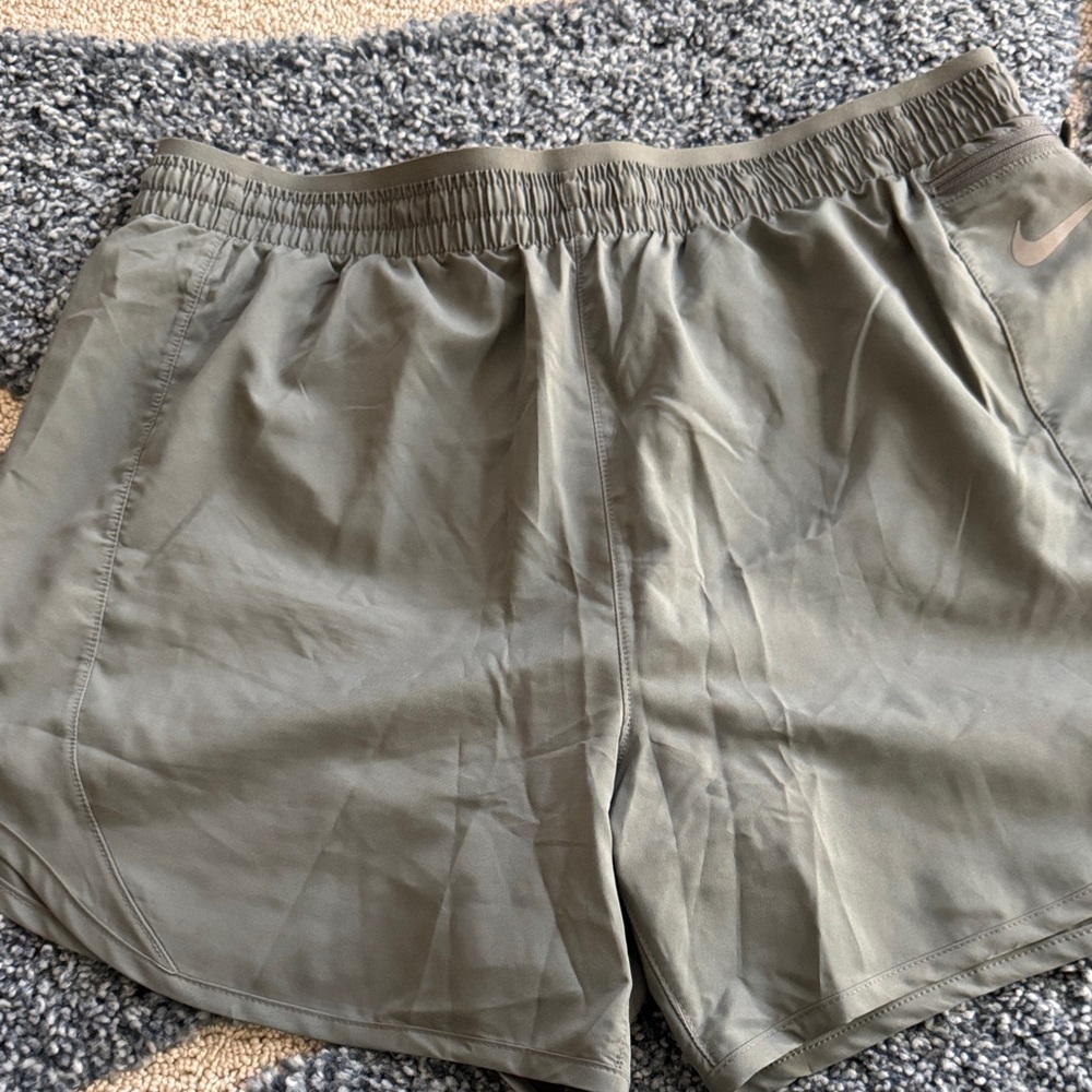 NWOT.. Nike Women’s Olive Athletic Running Shorts with Subtle Swoosh